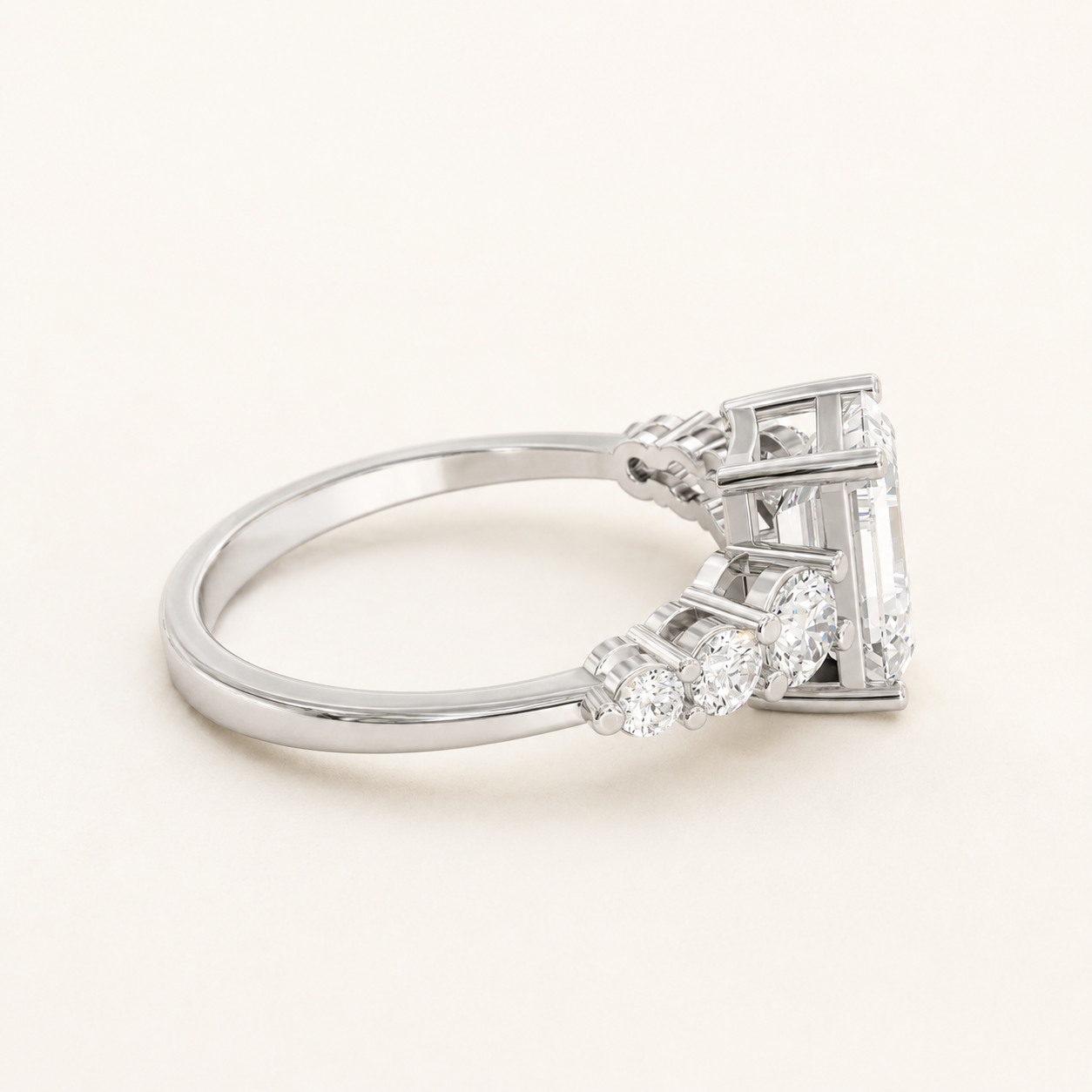 1.70 CT Emerald Diamond Ring in Yellow Gold, White Gold & Rose Gold - view 2
