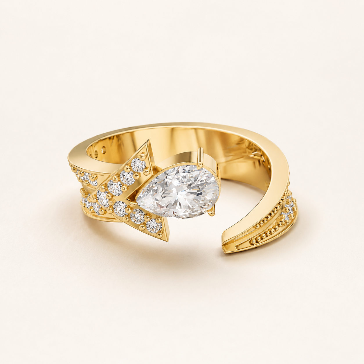 0.50 CT Pear Diamond Ring in Yellow Gold, White Gold & Rose Gold