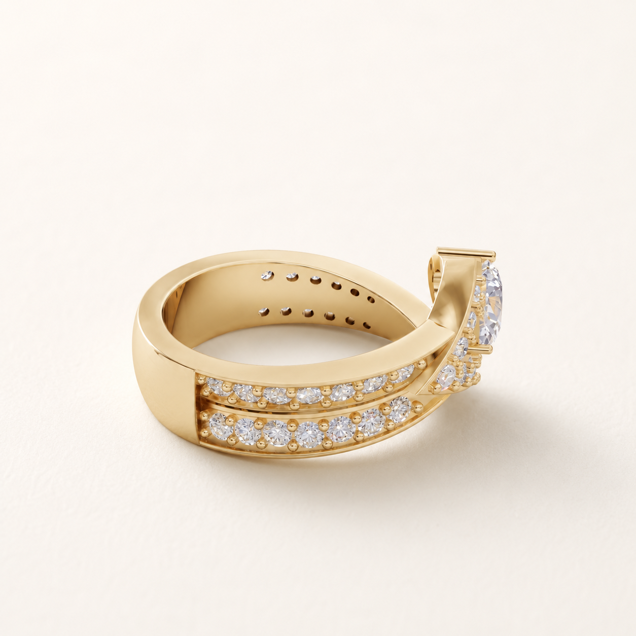 0.50 CT Pear Diamond Ring in Yellow Gold, White Gold & Rose Gold - view 2