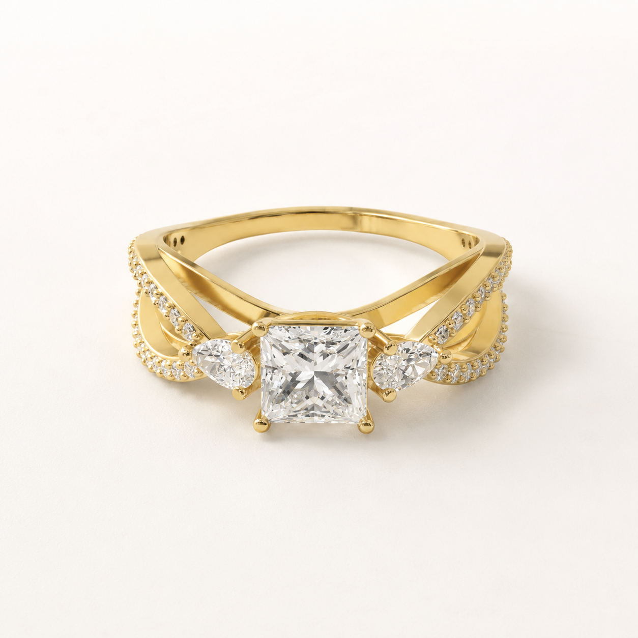 0.75 CT Princess Diamond Ring in Rose Gold, Yellow Gold & White Gold