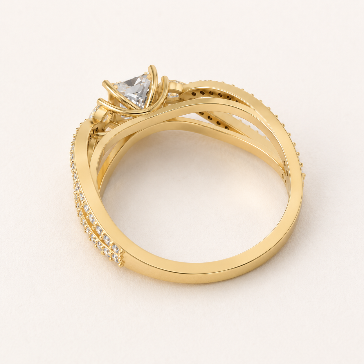 0.75 CT Princess Diamond Ring in Rose Gold, Yellow Gold & White Gold - view 2