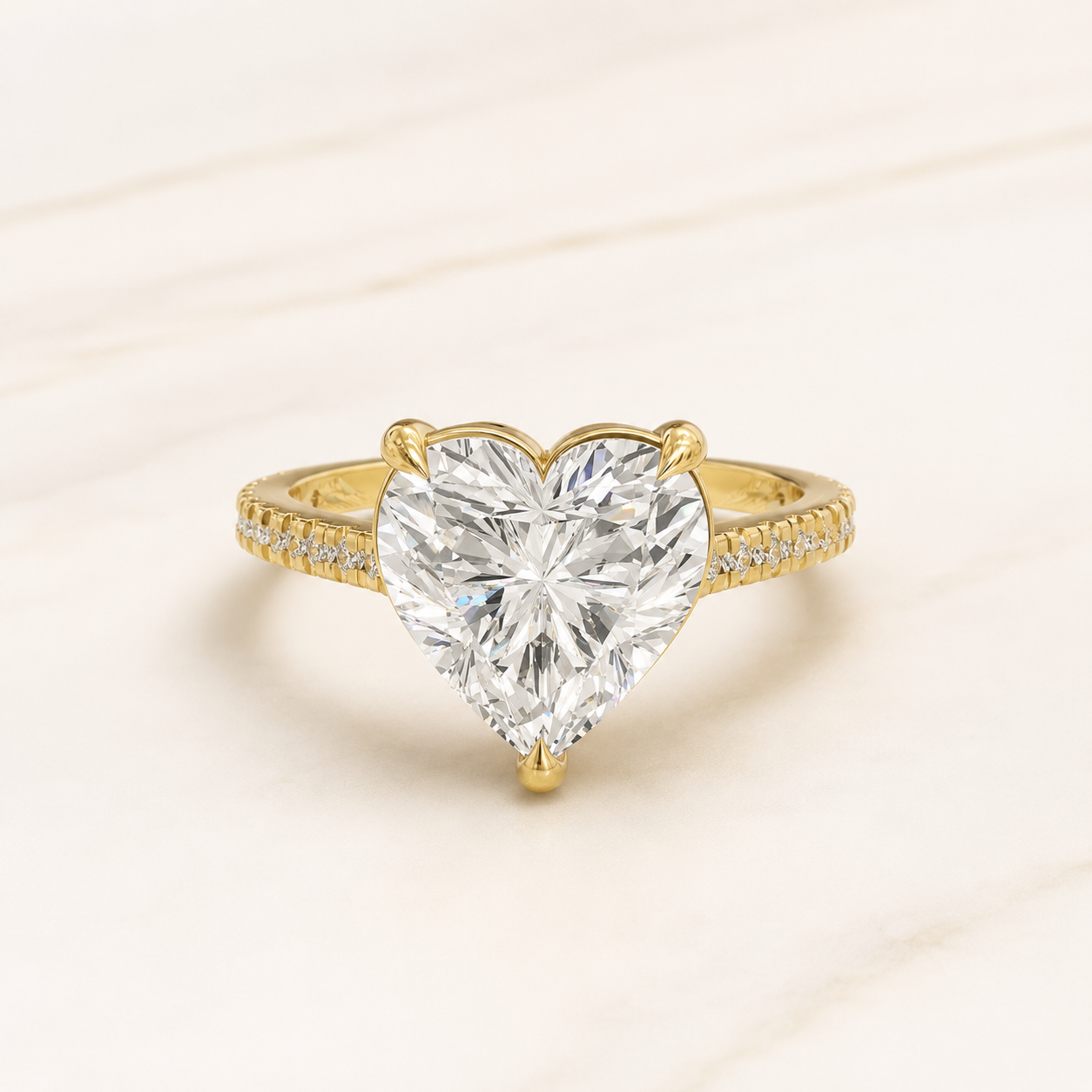 3.00 CT Heart Diamond Ring in White Gold, Yellow Gold & Rose Gold