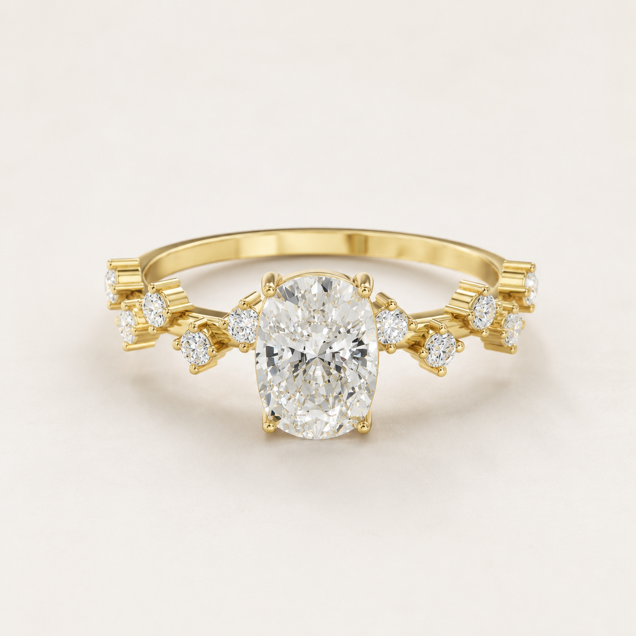 1.75 CT Cushion Diamond Ring in Rose Gold, Yellow Gold & White Gold