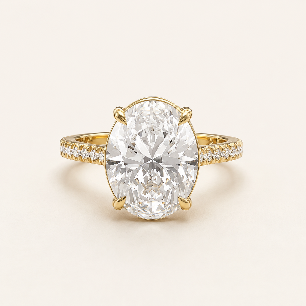 2.50 CT Oval Diamond Solitaire Ring in Yellow Gold, White Gold & Rose Gold