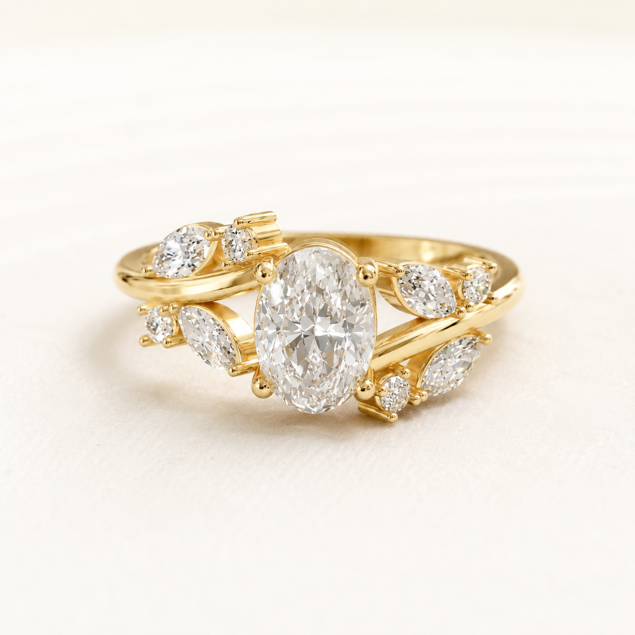 1 CT Oval Diamond Ring in Rose Gold, Yellow Gold & White Gold