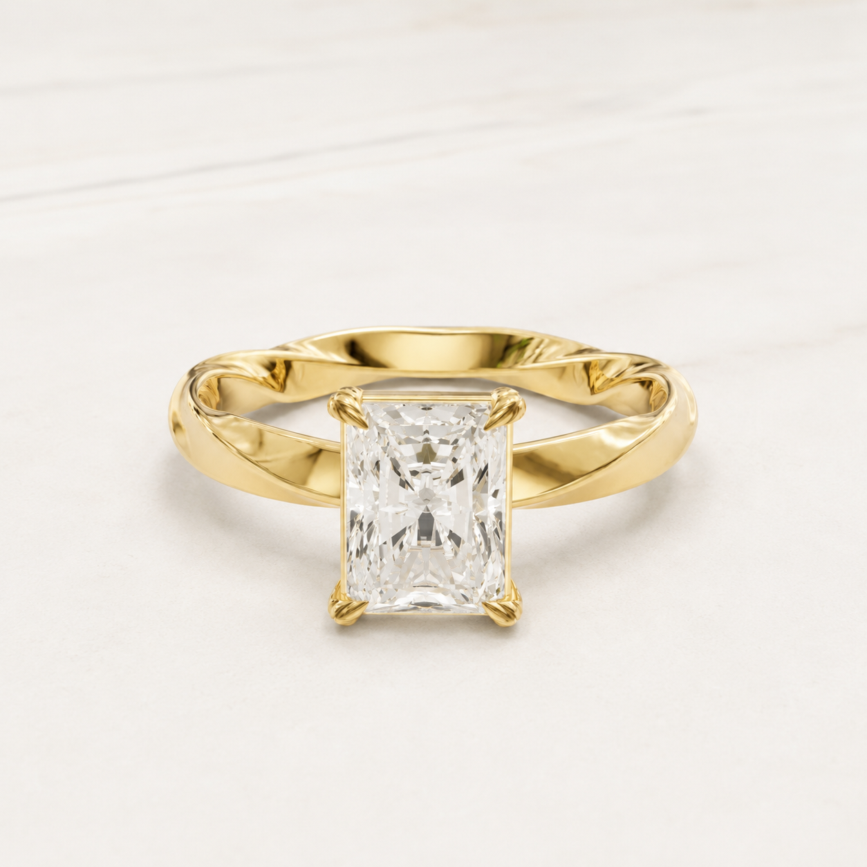 1.10 CT Rediant Cut Diamond Ring in Yellow Gold, White Gold & Rose Gold