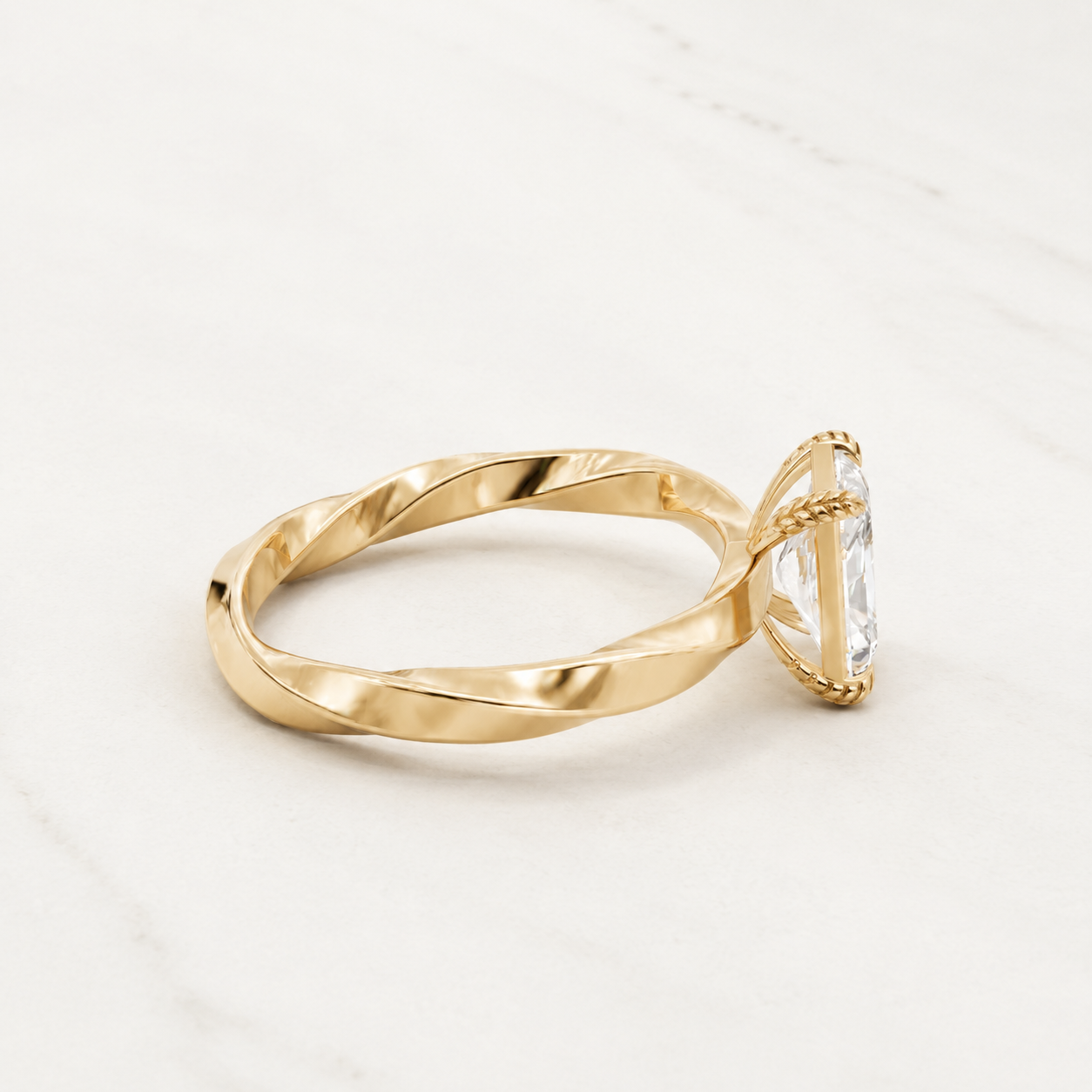 1.10 CT Rediant Cut Diamond Ring in Yellow Gold, White Gold & Rose Gold - view 2