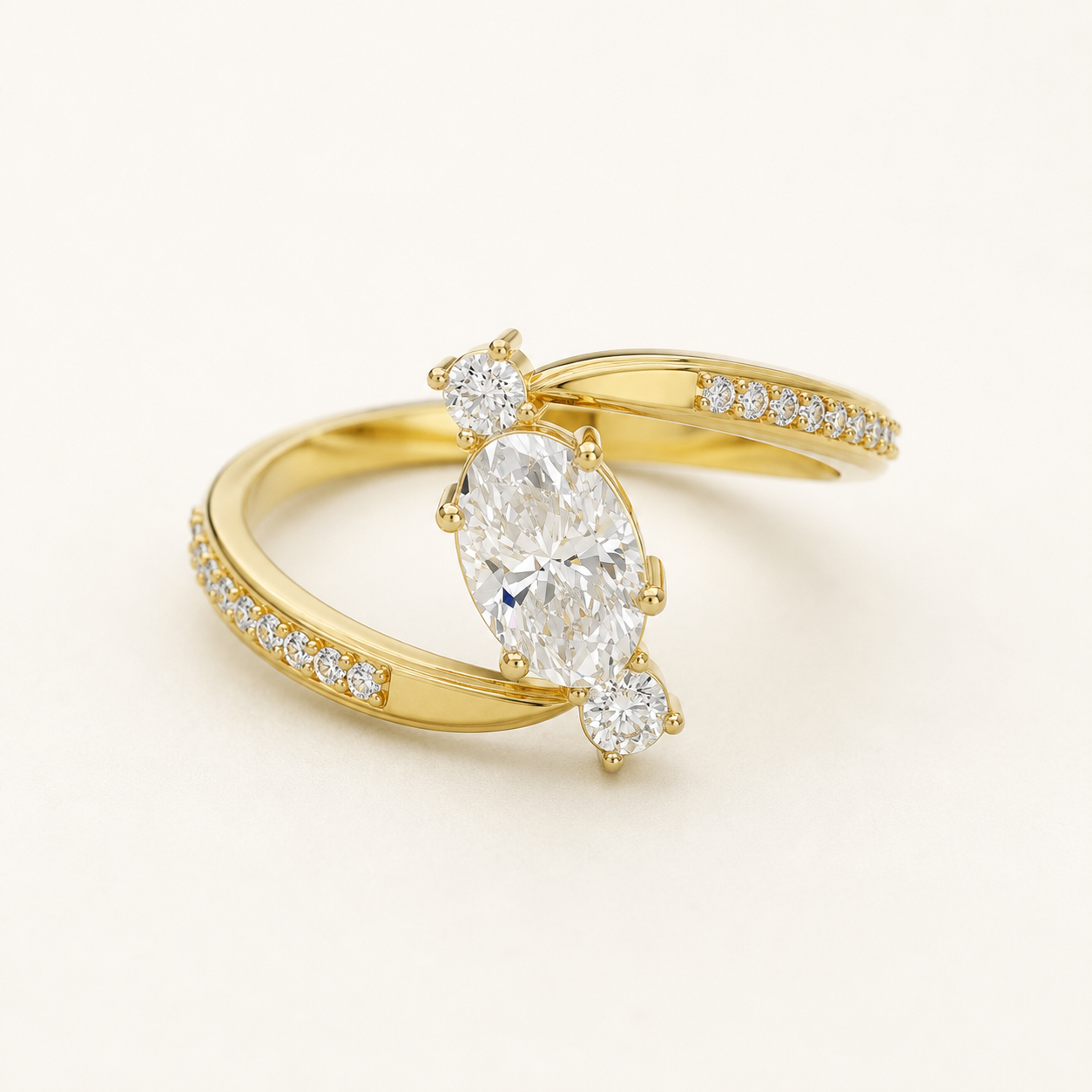 0.66 CT Oval Diamond Ring in Yellow Gold, White Gold & Rose Gold