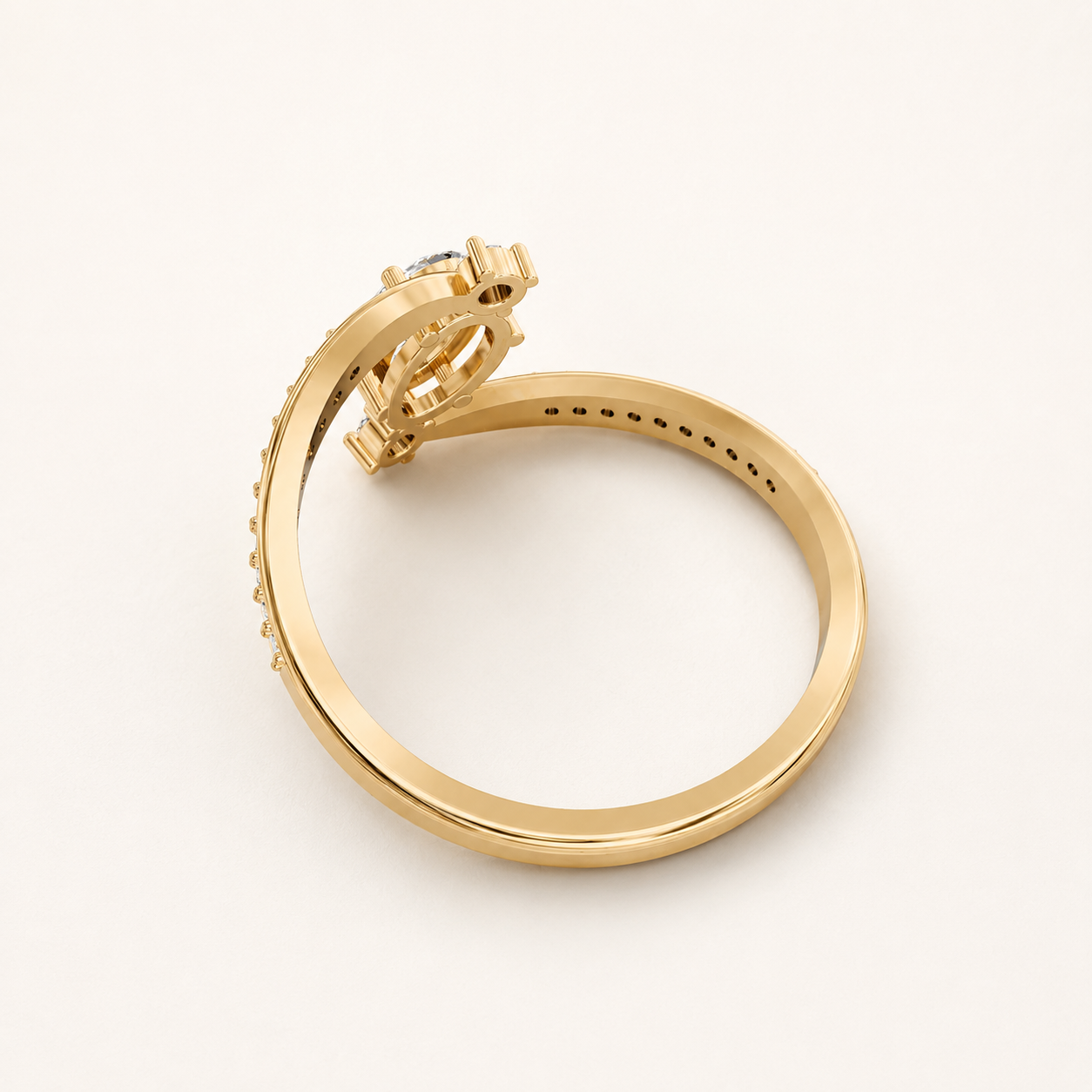 0.66 CT Oval Diamond Ring in Yellow Gold, White Gold & Rose Gold - view 2