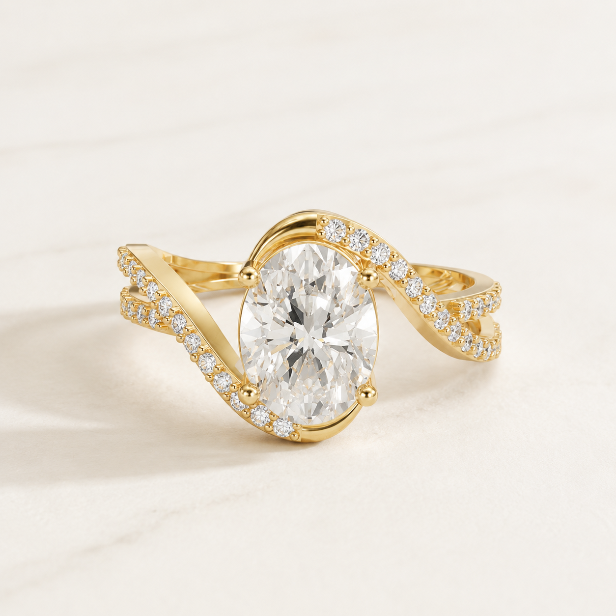 1.25 CT Oval Diamond Ring in Yellow Gold, White Gold & Rose Gold