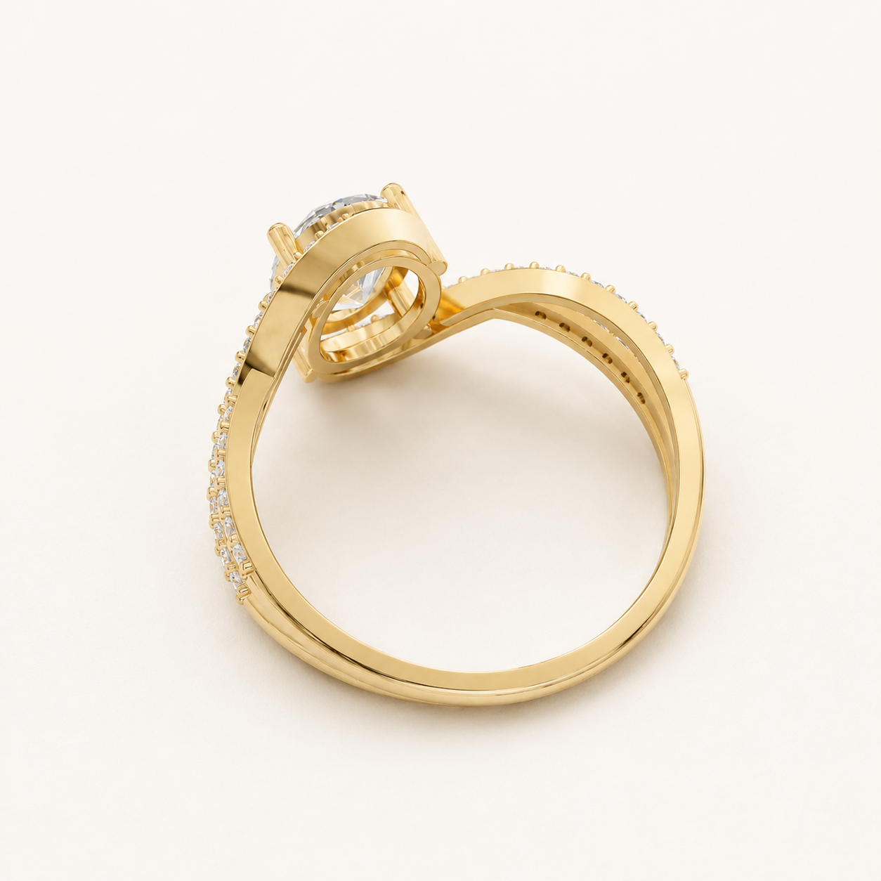 1.25 CT Oval Diamond Ring in Yellow Gold, White Gold & Rose Gold - view 2