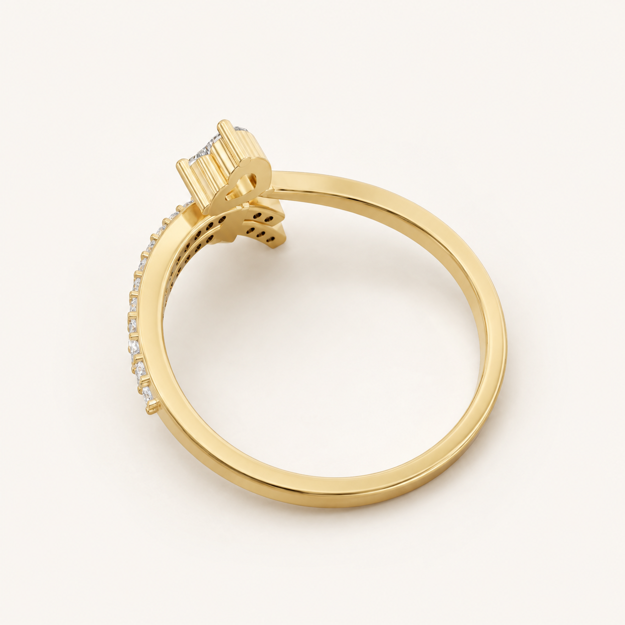 0.30 CT Round Diamond Bow Ring in Yellow Gold, White Gold & Rose Gold - view 2