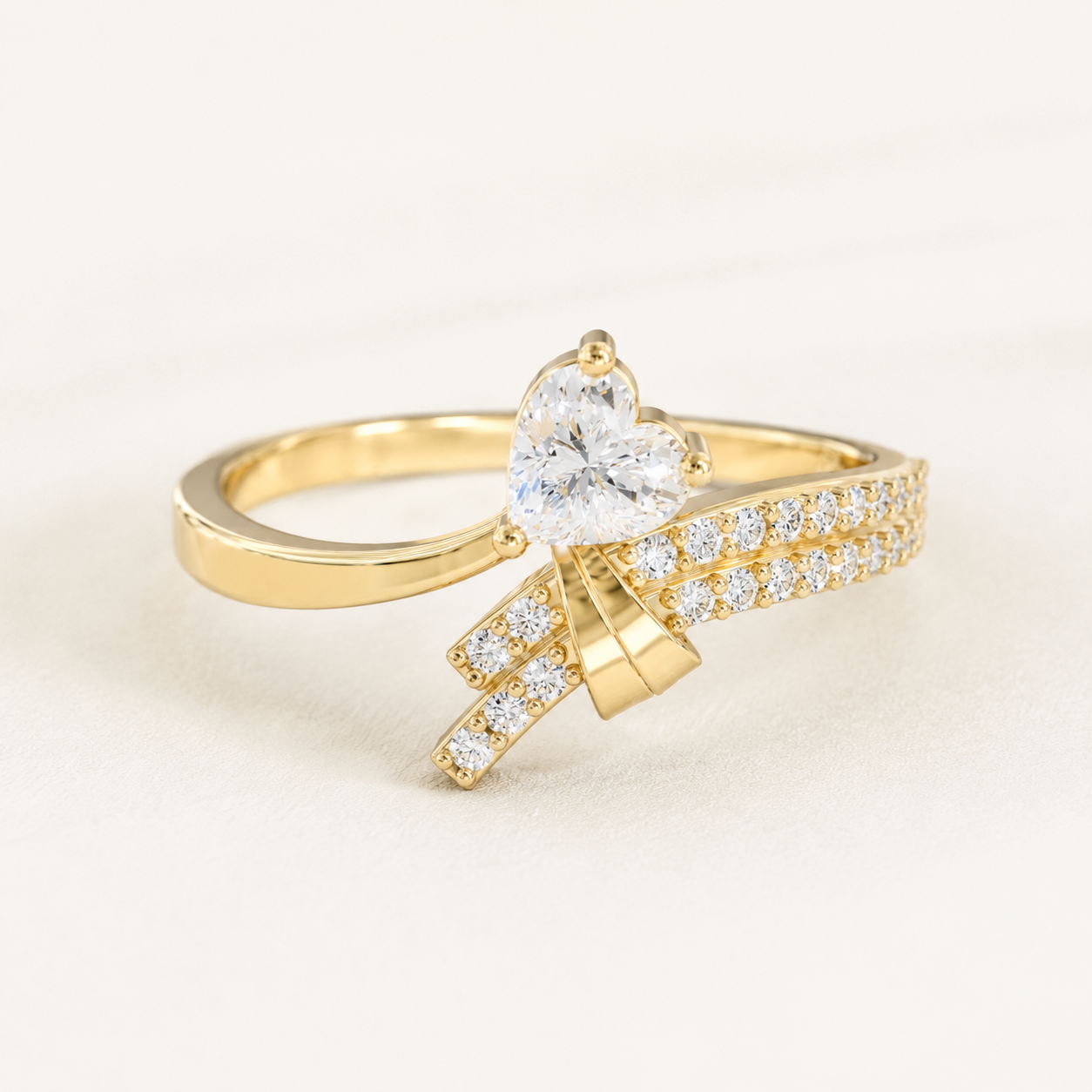 0.30 CT Round Diamond Bow Ring in Yellow Gold, White Gold & Rose Gold