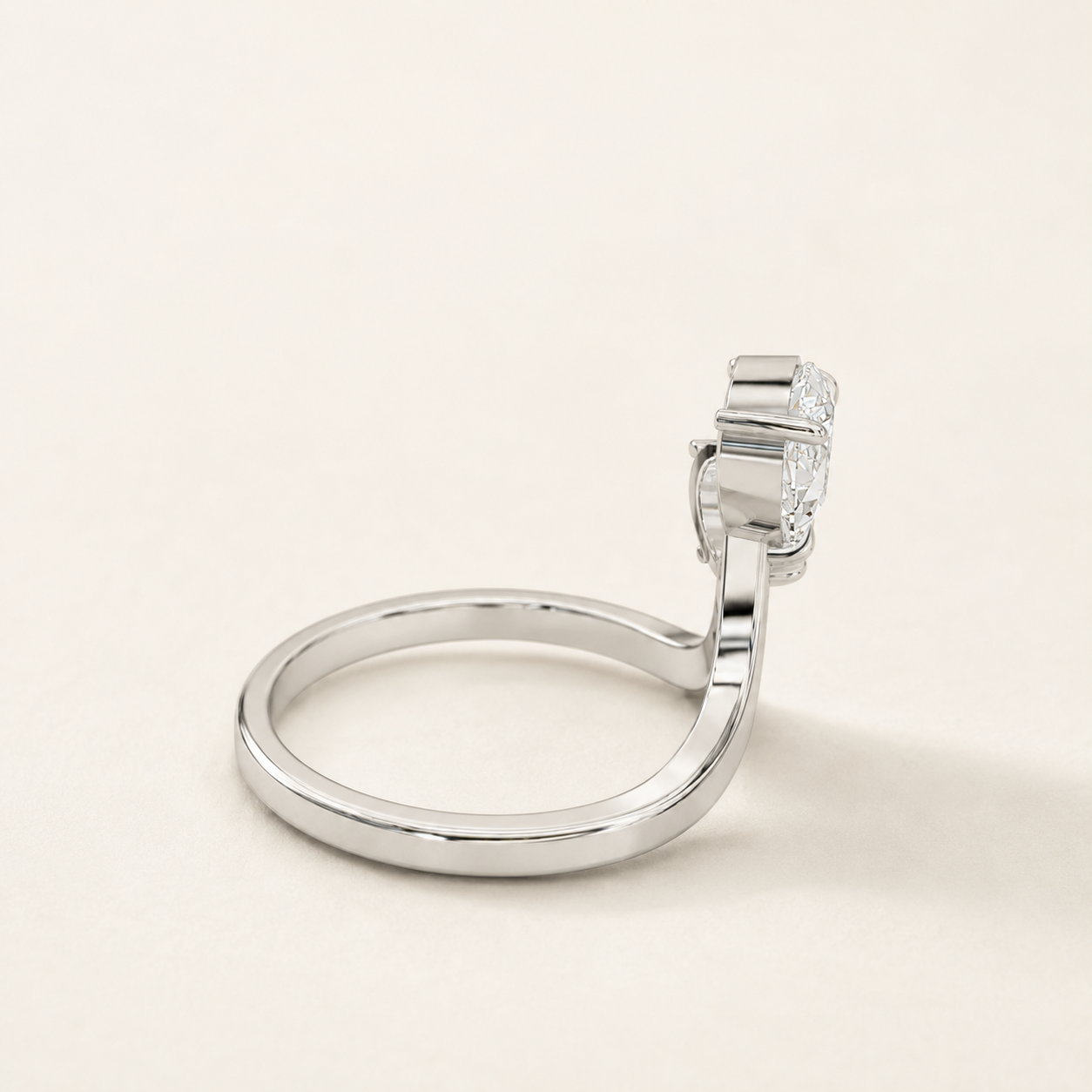 0.65 CT Pear & Round Diamond Bypass Ring in Yellow Gold, White Gold & Rose Gold - view 2