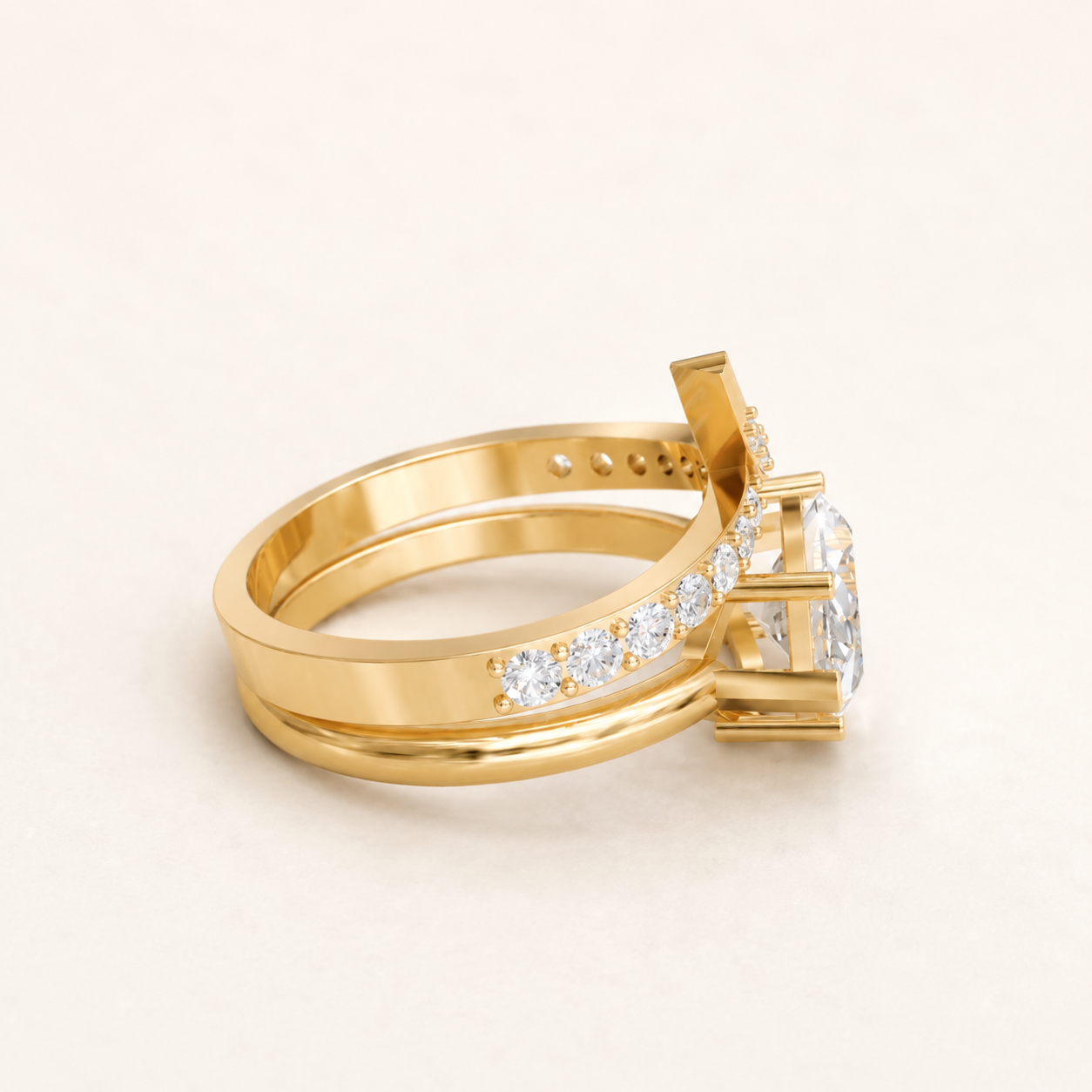 2.50 CT Marquise & Round Diamond Ring in Yellow Gold, White Gold & Rose Gold - view 2