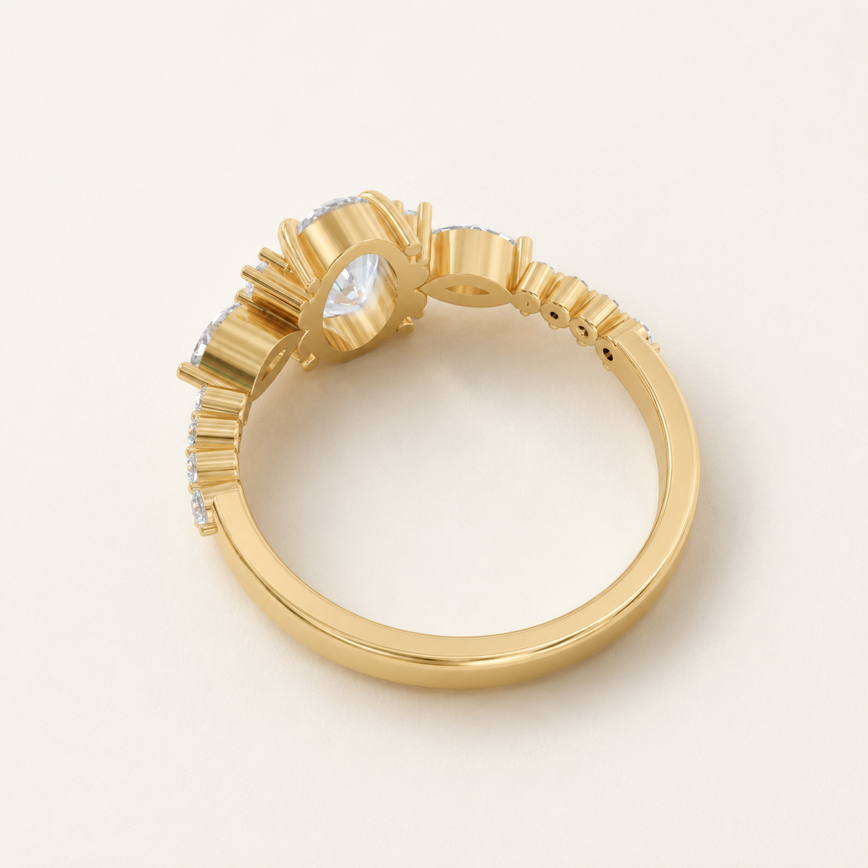0.80 CT Oval Diamond Ring in Yellow Gold, White Gold & Rose Gold - view 2