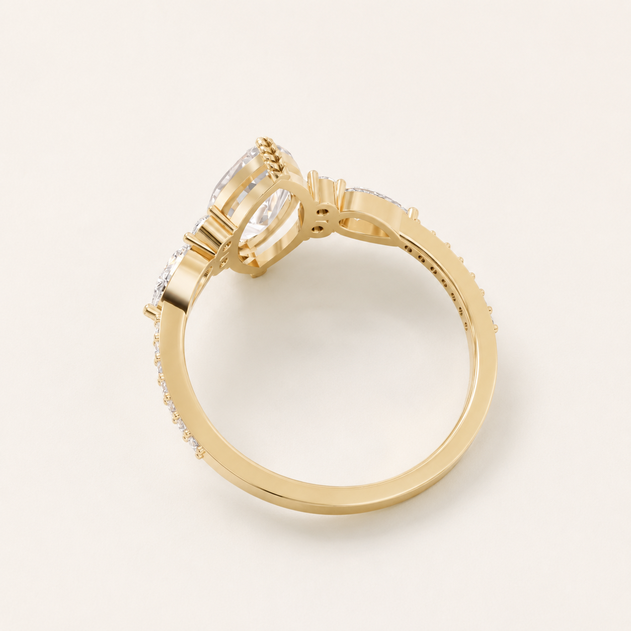 1.80 CT Marquise & Round Diamond Ring in Yellow Gold, White Gold & Rose Gold - view 2