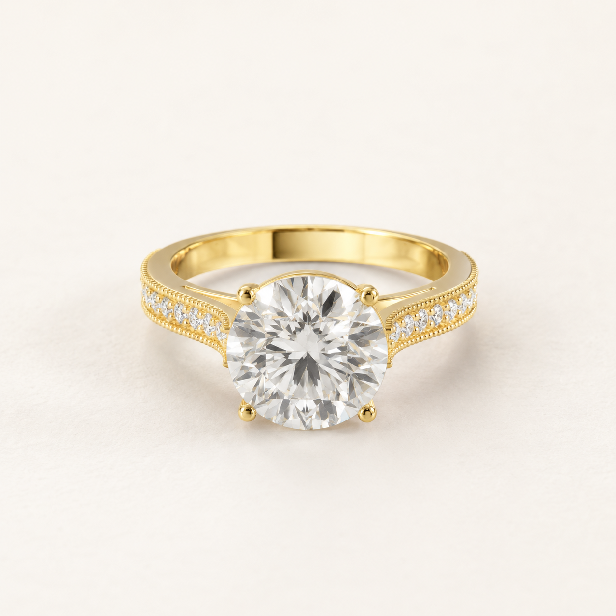 2.10 CT Round Diamond Ring in Yellow Gold, White Gold & Rose Gold
