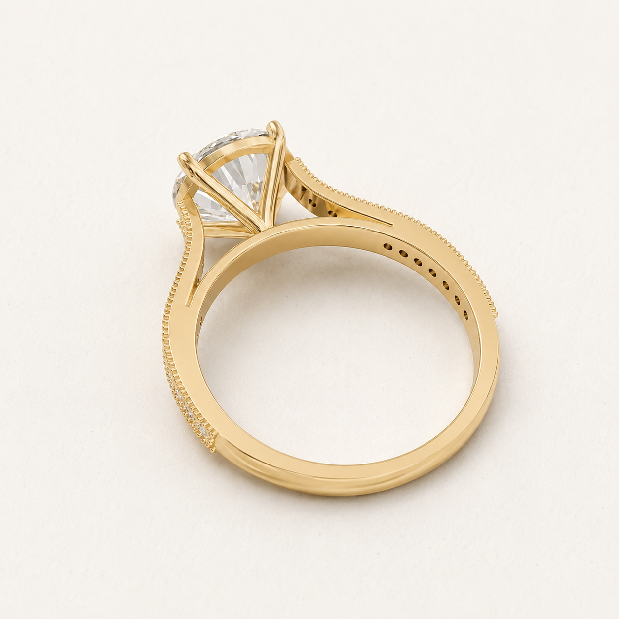 2.10 CT Round Diamond Ring in Yellow Gold, White Gold & Rose Gold - view 2