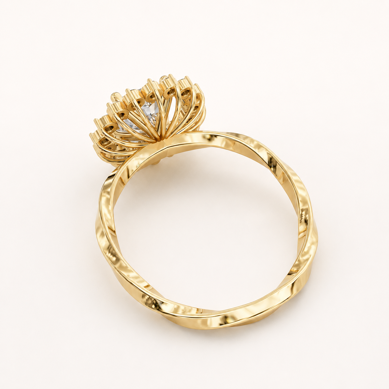 1.30 CT Cushion Diamond Halo Ring in Yellow Gold, White Gold & Rose Gold - view 2
