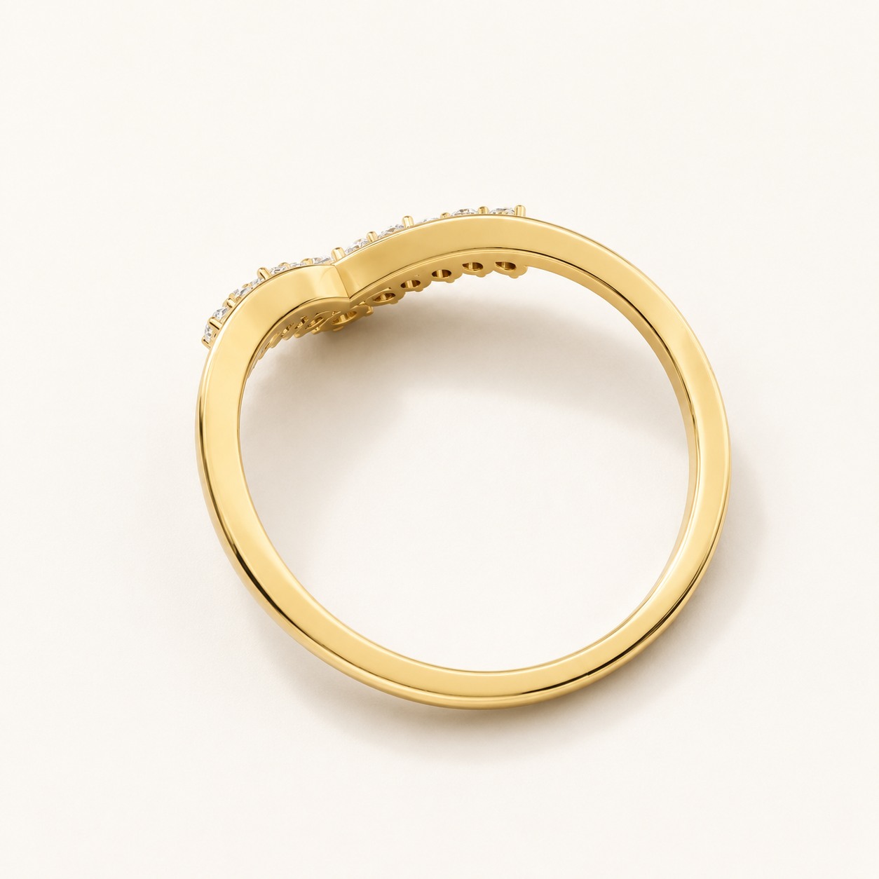 0.030 CT Round Diamond V Shape Ring in Yellow Gold, White Gold & Rose Gold - view 2