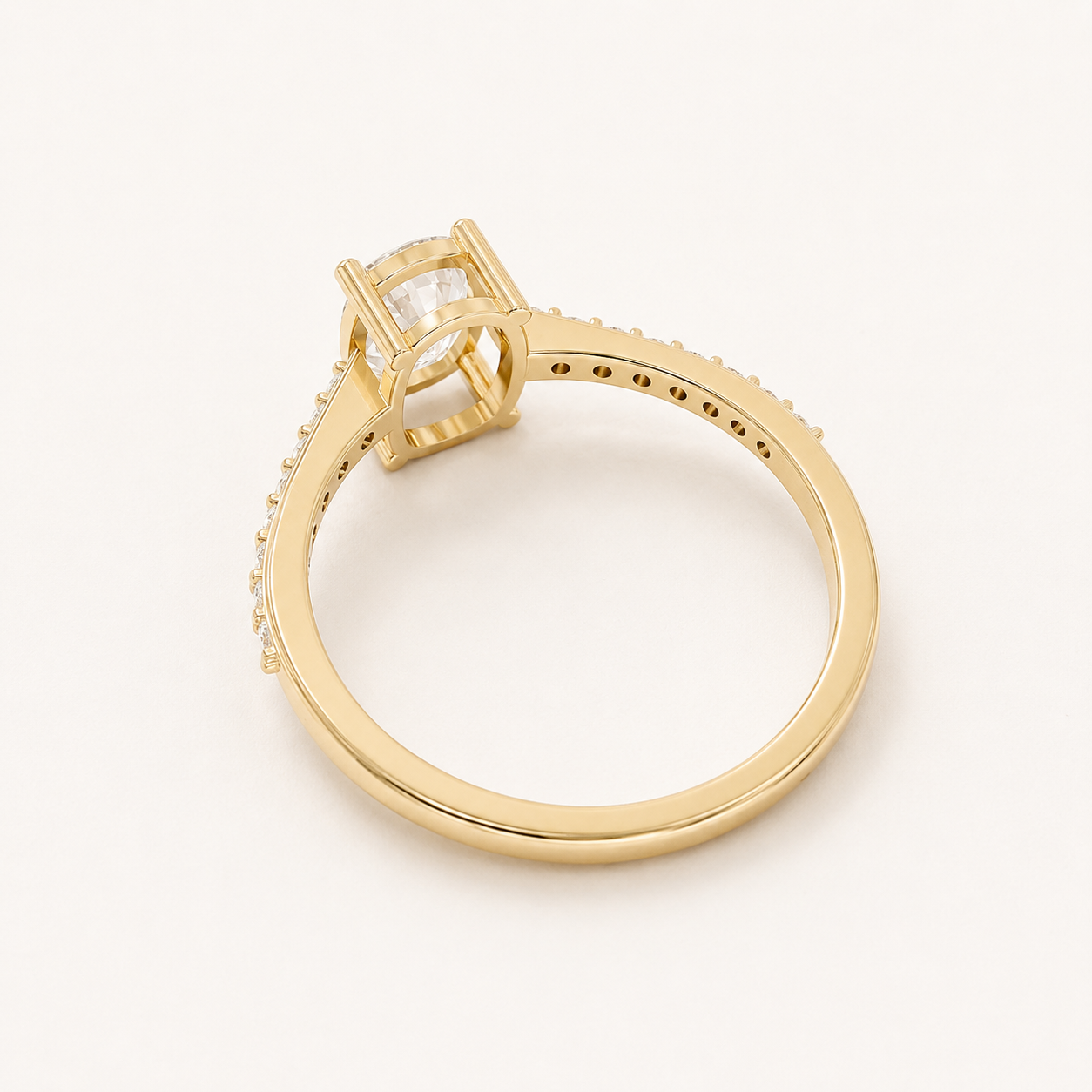1 CT Cushion Diamond Ring in Yellow, White & Rose Gold - view 2