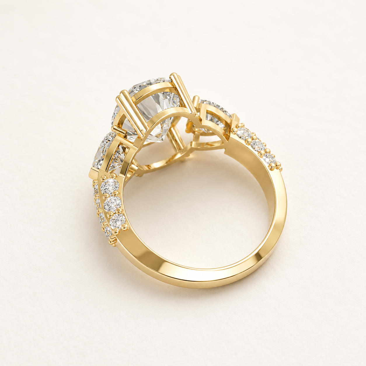 3.75 CT Oval Diamond Ring in Yellow Gold, White Gold & Rose Gold - view 2