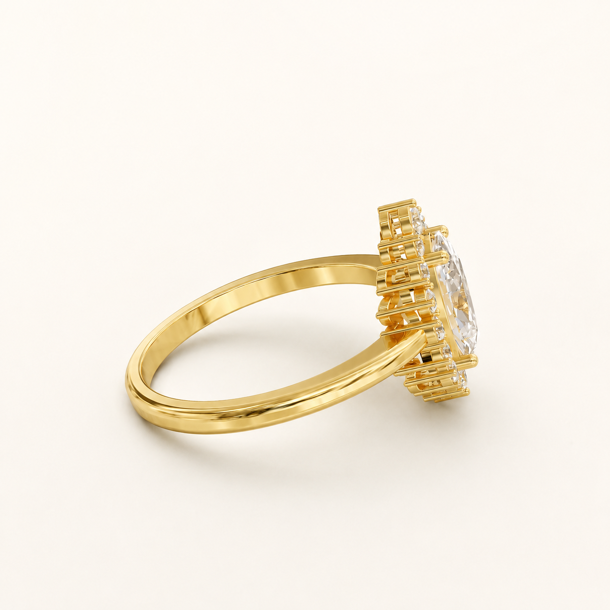 1 CT Oval Diamond Halo Ring in Yellow Gold, White Gold & Rose Gold - view 2