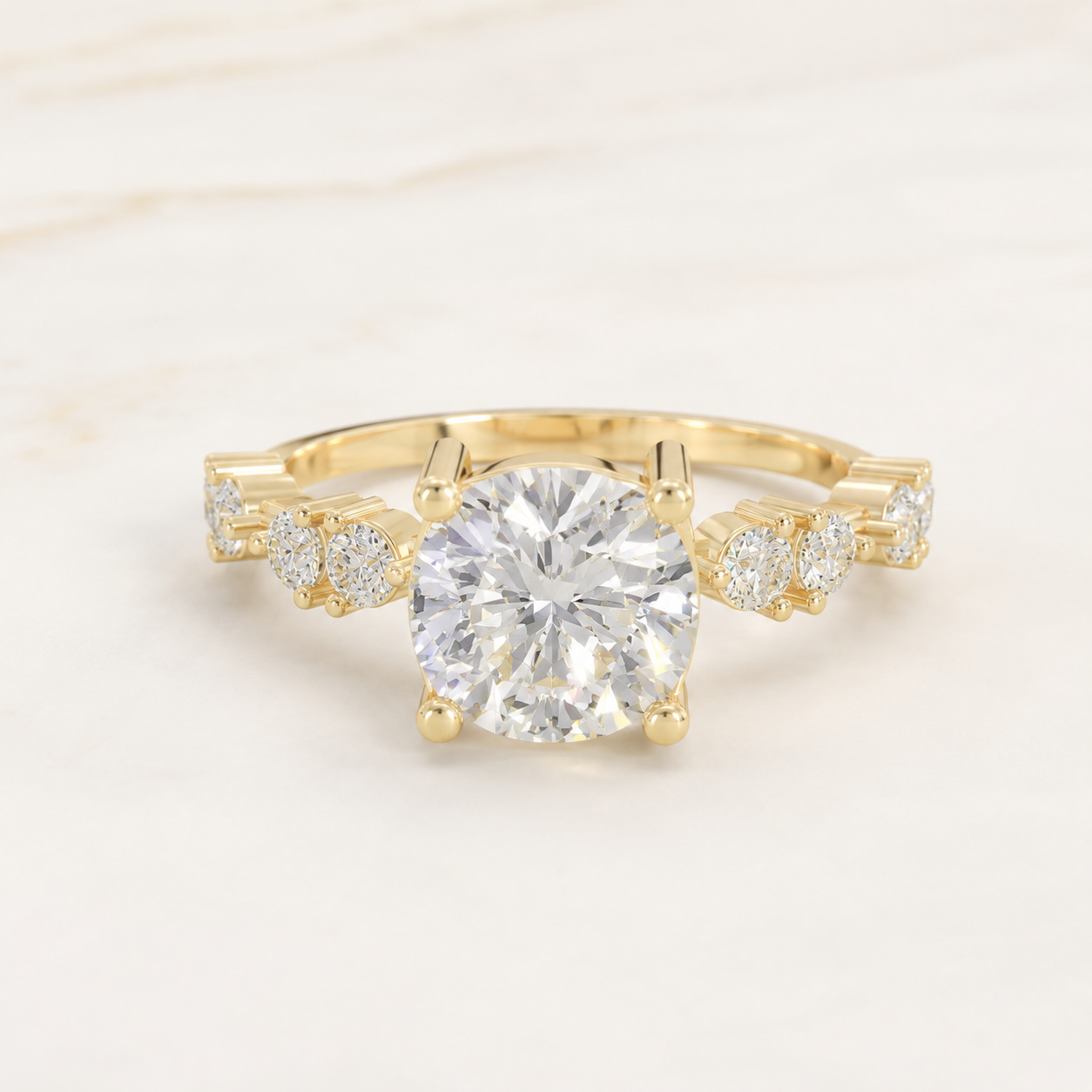 2 CT Round Diamond Ring in Yellow Gold, White Gold & Rose Gold
