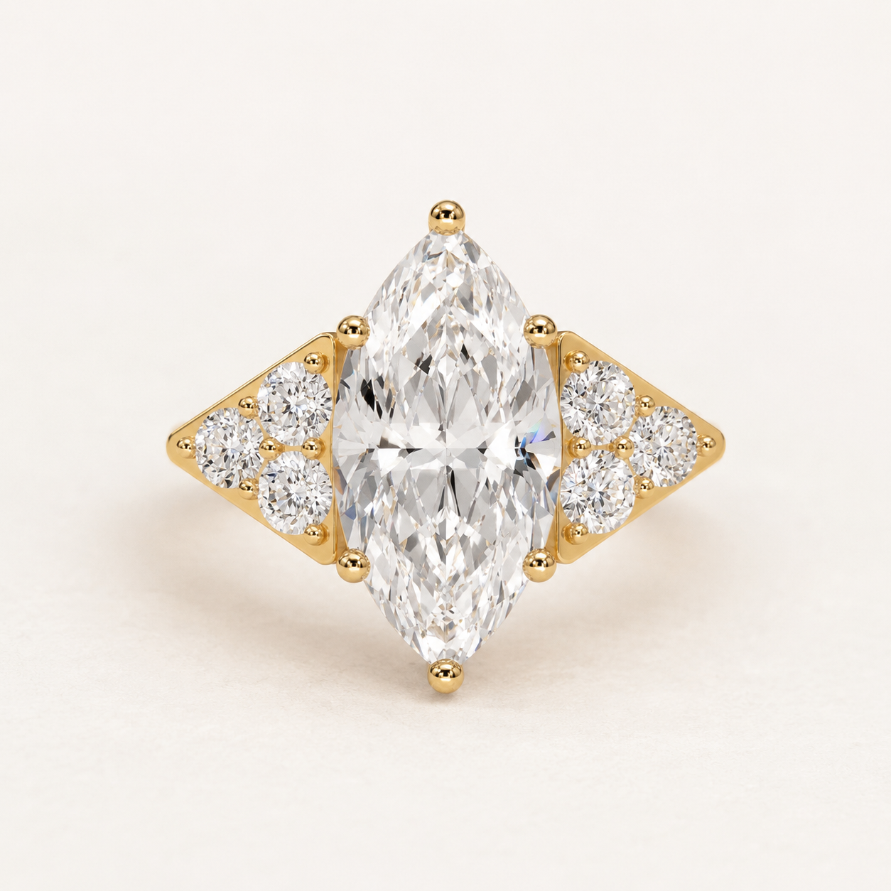 3.86 CT Marquise & Round Diamond Ring in Yellow Gold, White Gold & Rose Gold