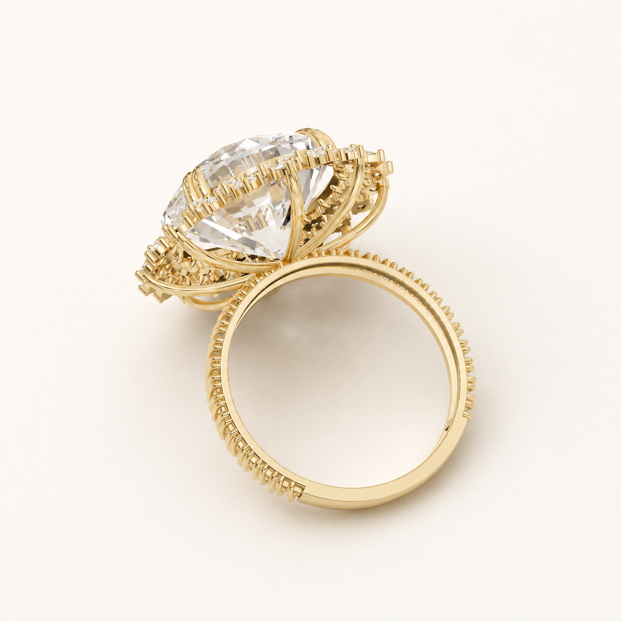 11.5 CT Round Diamond Halo Ring in Yellow Gold, White Gold & Rose Gold - view 2