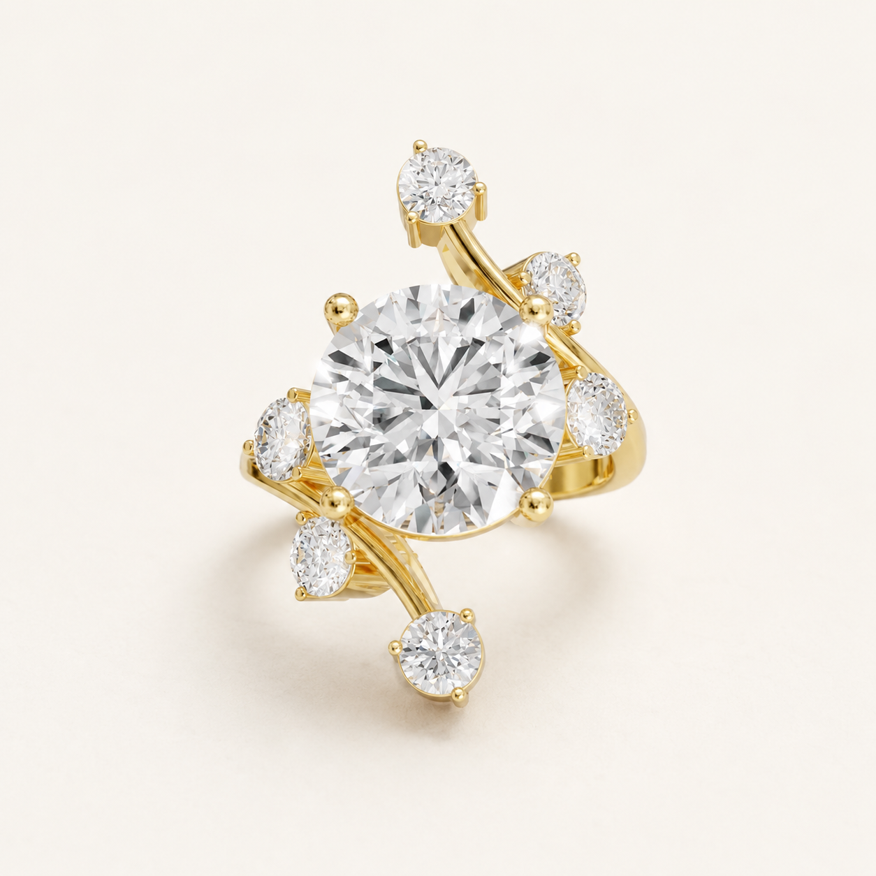 5 CT Round Diamond Ring in Yellow Gold, White Gold & Rose Gold