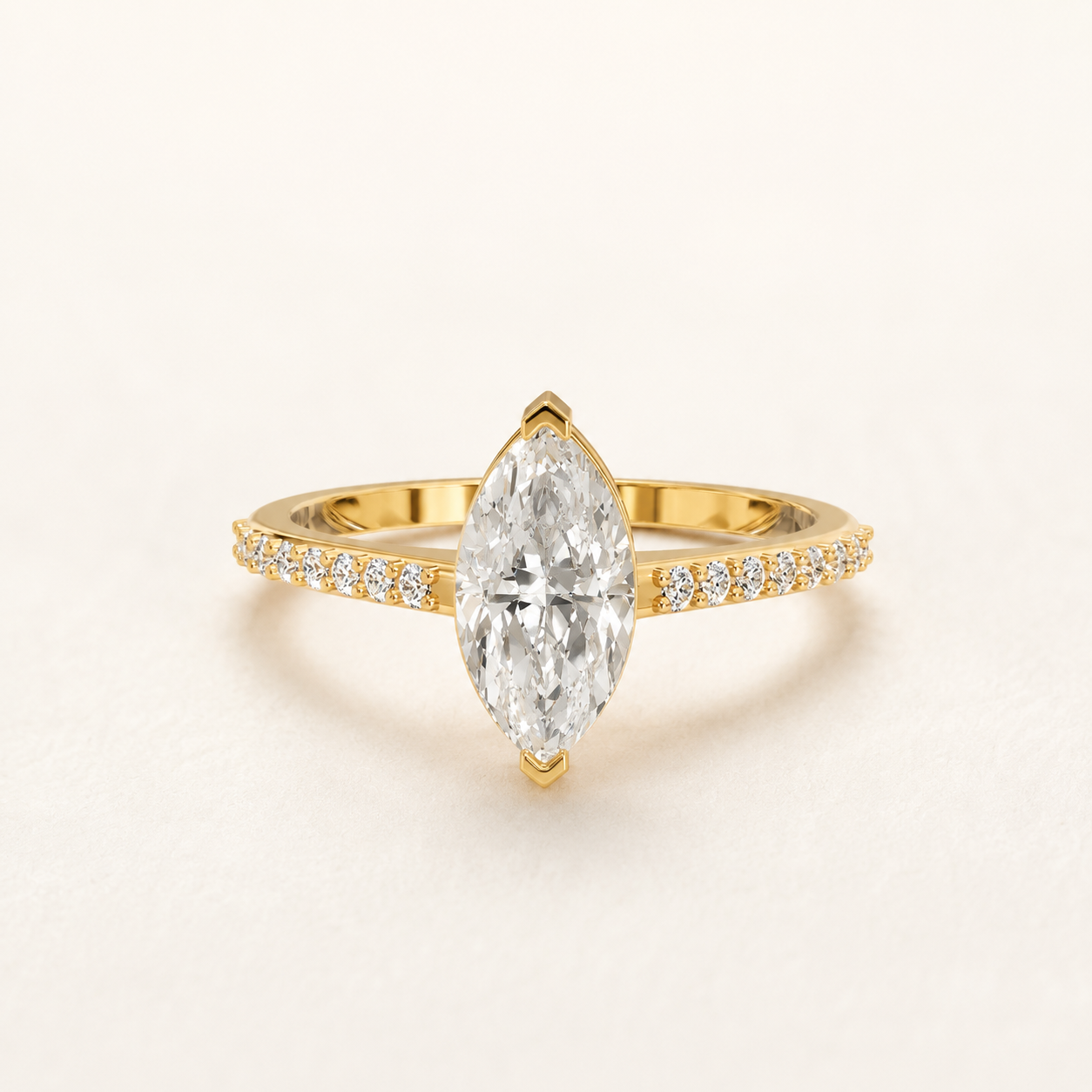 1 CT Marquise Cut Diamond Ring in Yellow Gold, White Gold & Rose Gold