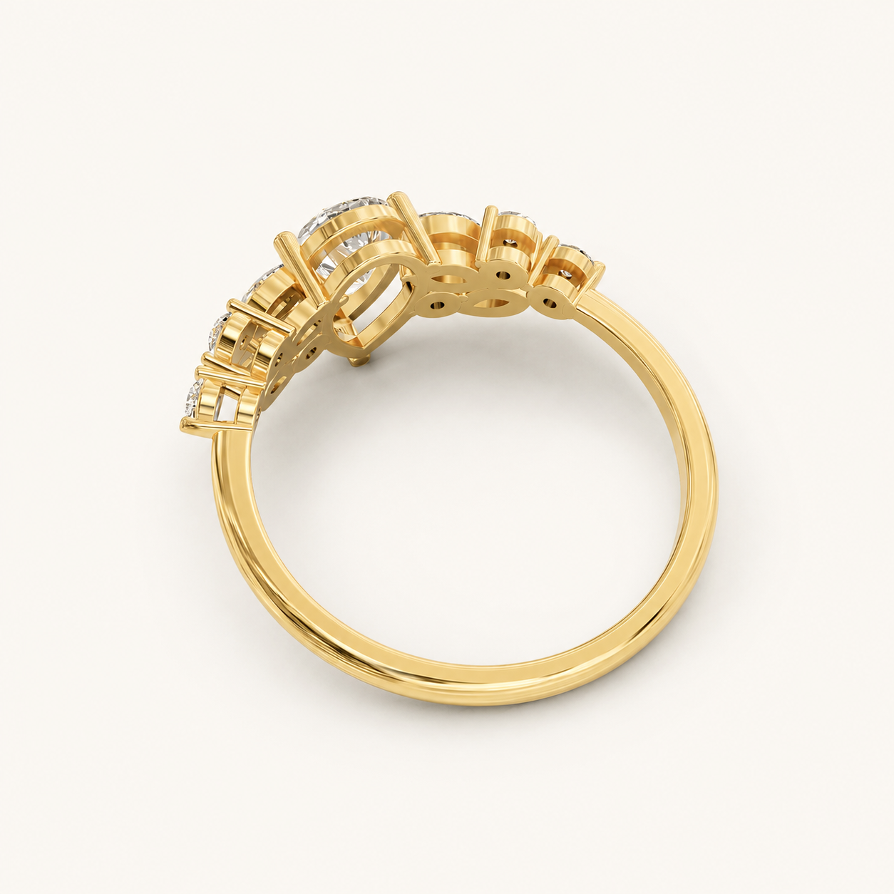 0.850 CT Pear Cut Diamond Ring in Yellow Gold, White Gold & Rose Gold - view 2