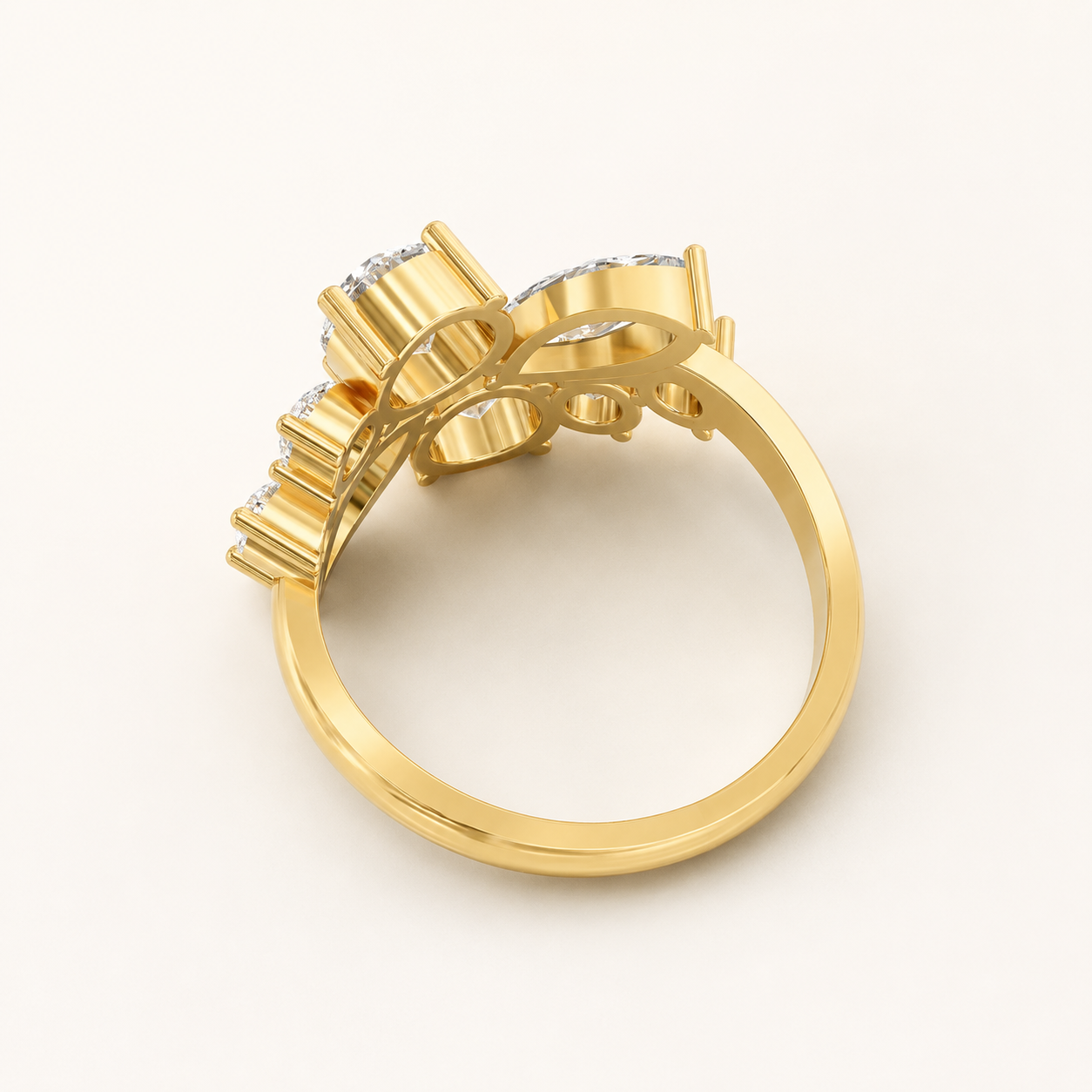 1.32 CT Round Cut Diamond Ring in Yellow Gold, White Gold & Rose Gold - view 2