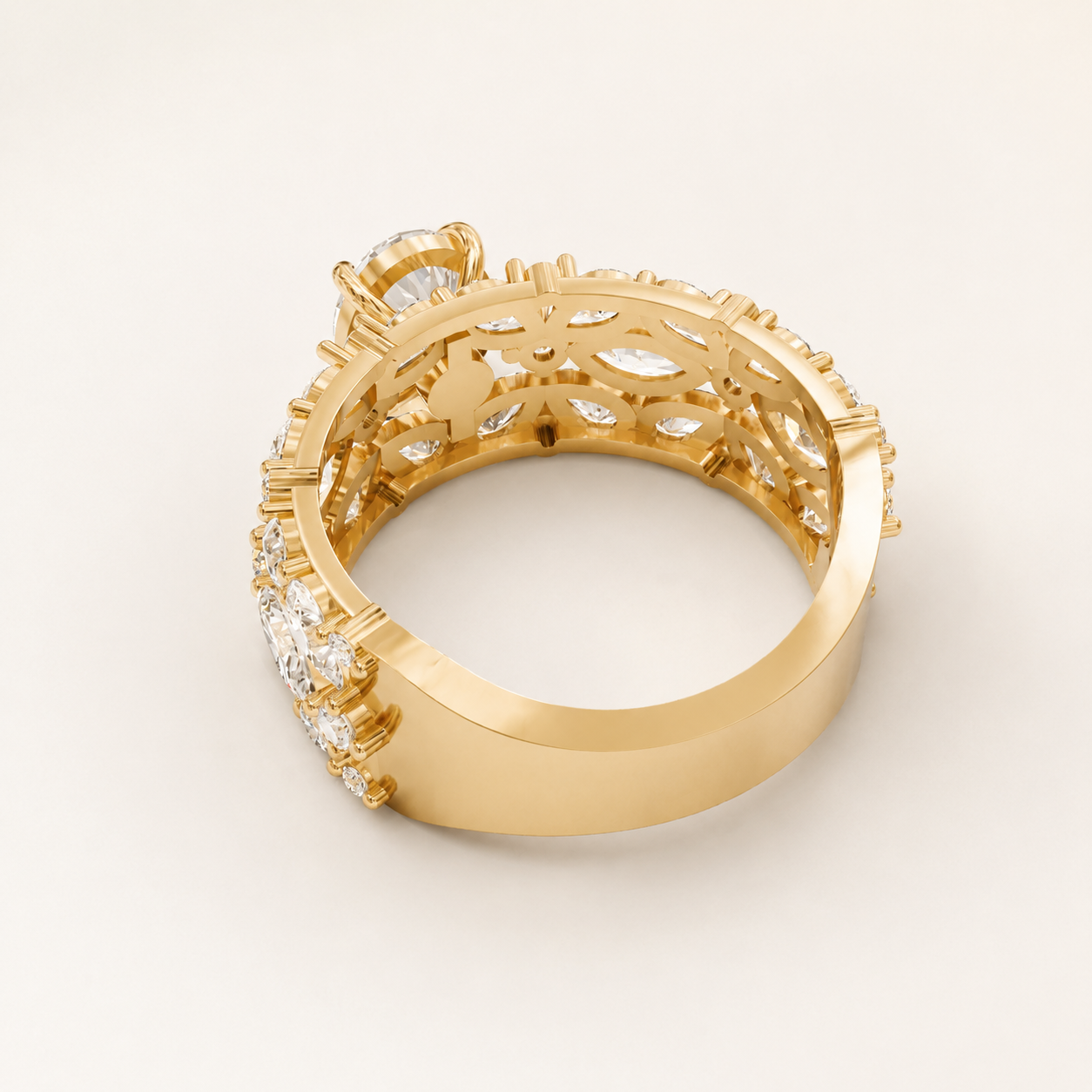 2 CT Oval Cut Diamond Ring in Yellow Gold, White Gold & Rose Gold - view 2