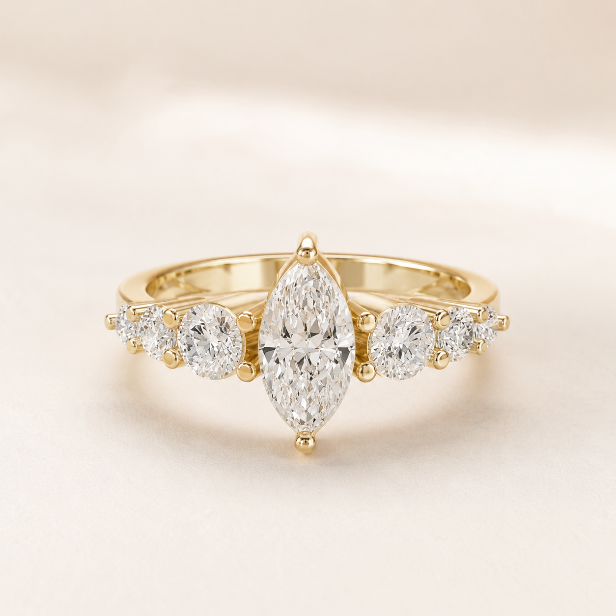 0.50 CT Marquise Cut Diamond Ring in Yellow Gold, White Gold & Rose Gold