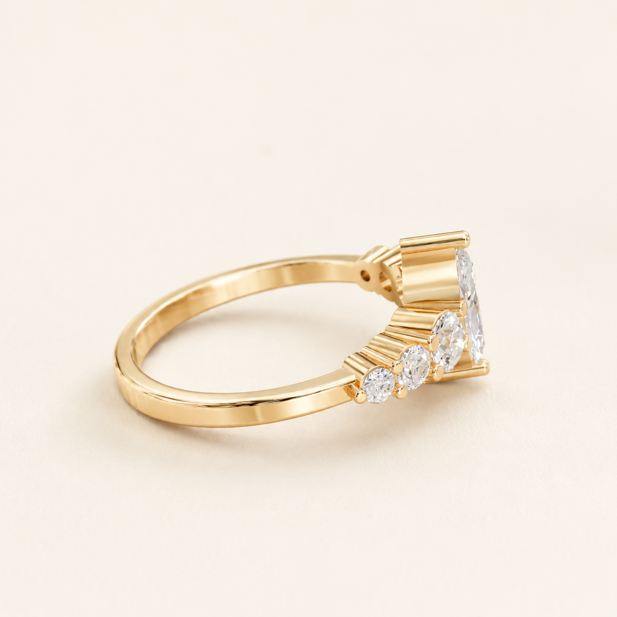 0.50 CT Marquise Cut Diamond Ring in Yellow Gold, White Gold & Rose Gold - view 2