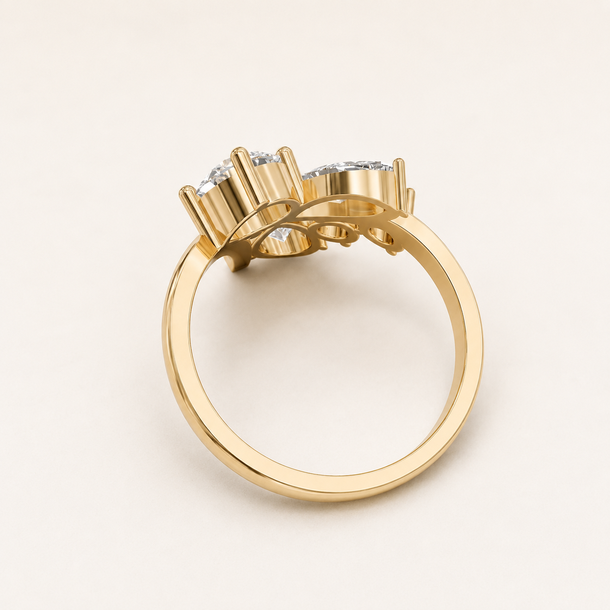 0.85 CT Round, Pear & Marquise Cut Diamond Cluster Ring in Yellow Gold, White Gold & Rose Gold - view 2
