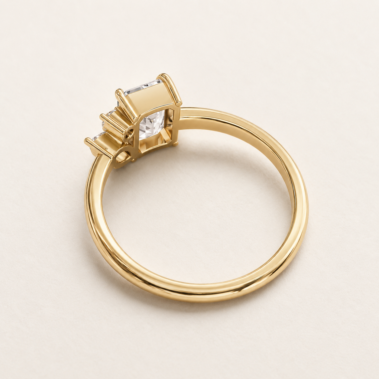 1 CT Emerald Cut Diamond Ring in Yellow Gold, White Gold & Rose Gold - view 2
