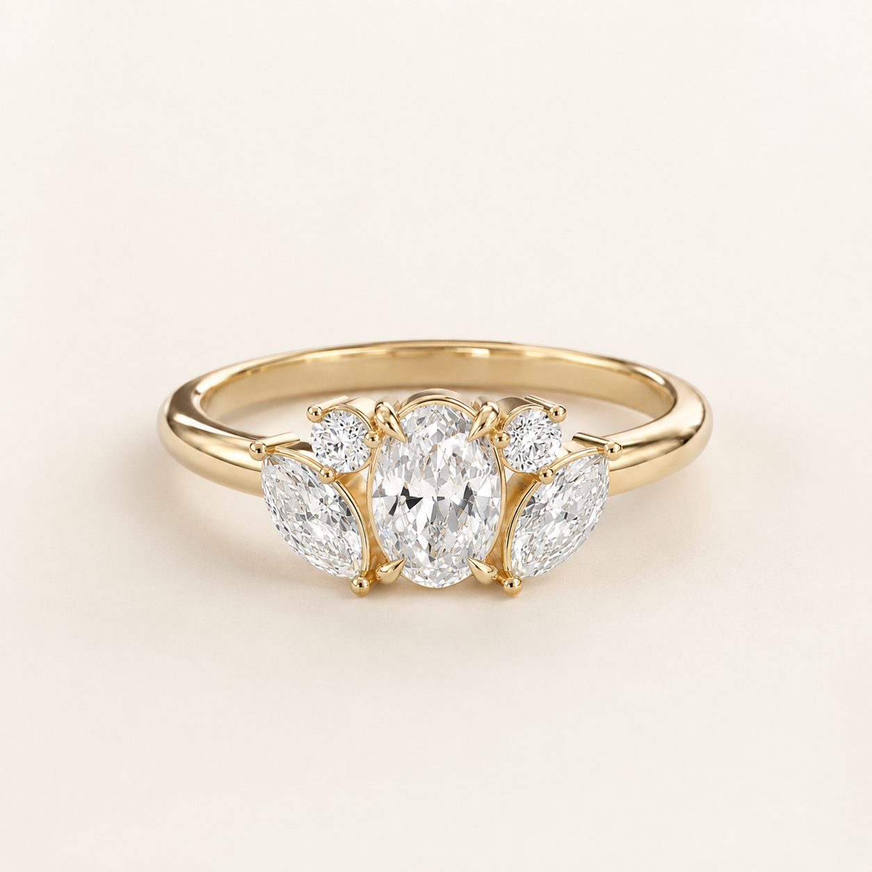 0.60 CT Oval Cut Diamond Ring in Yellow Gold, White Gold & Rose Gold