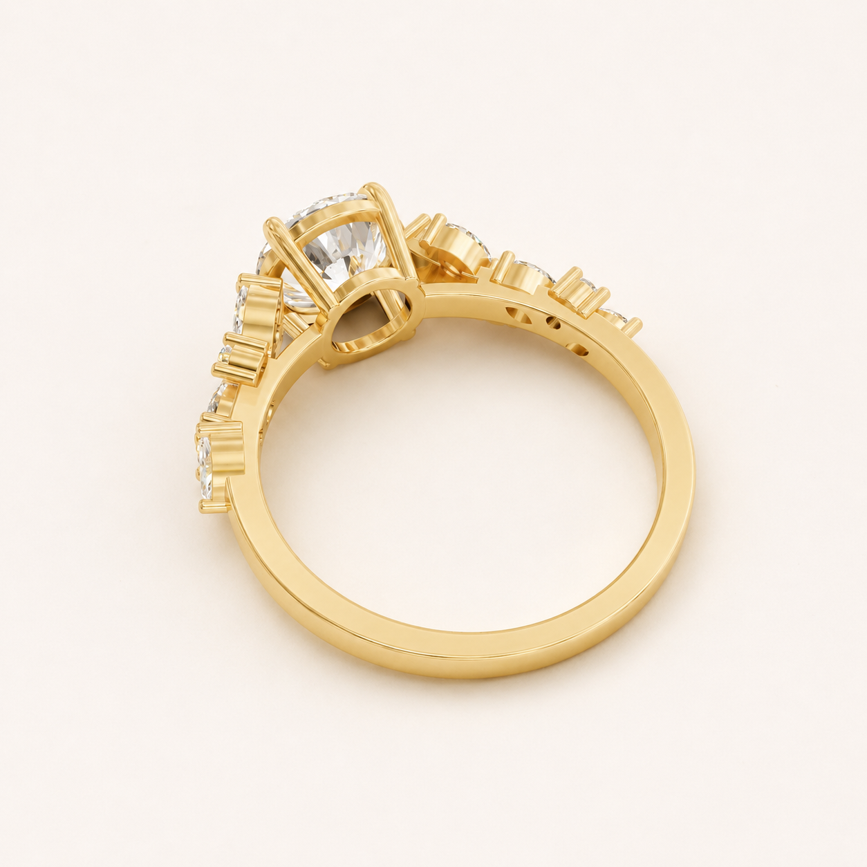 1.28 CT Round Cut Diamond Ring in Yellow Gold, White Gold & Rose Gold - view 2