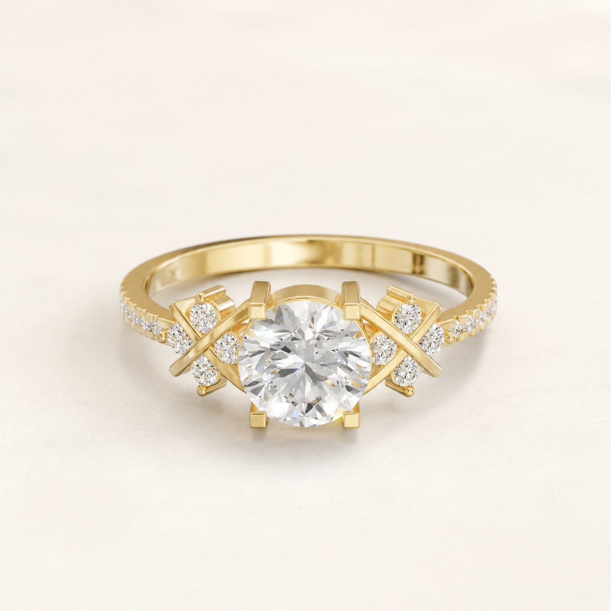 0.90 CT Round Diamond Ring in Yellow Gold, White Gold & Rose Gold