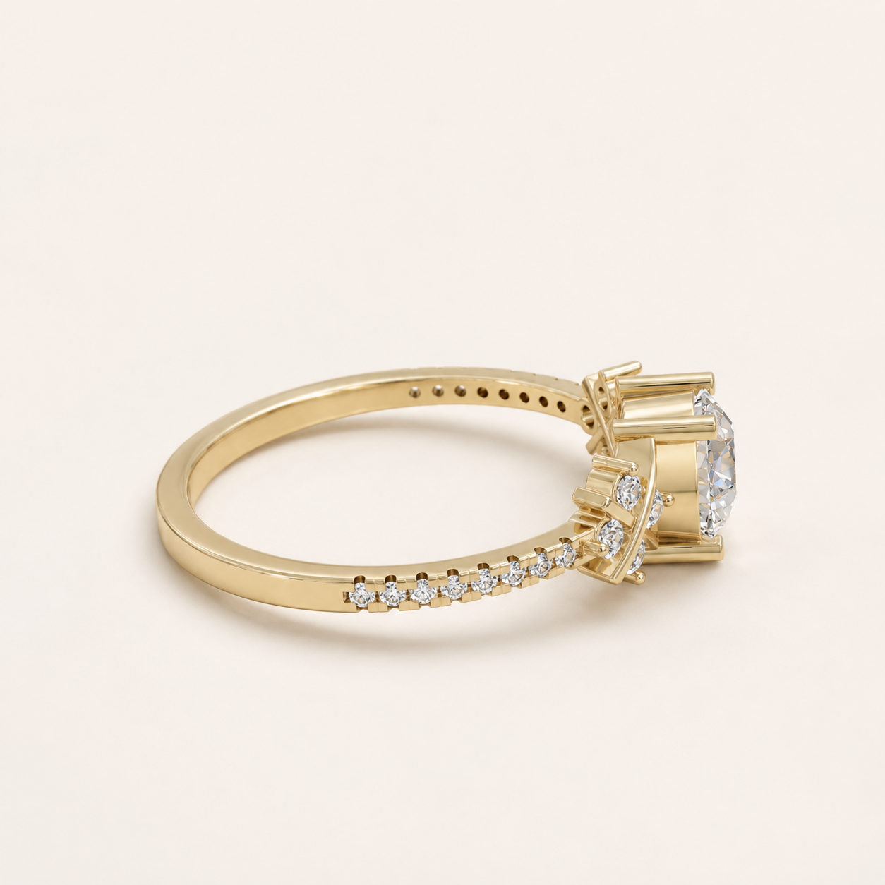 0.90 CT Round Diamond Ring in Yellow Gold, White Gold & Rose Gold - view 2