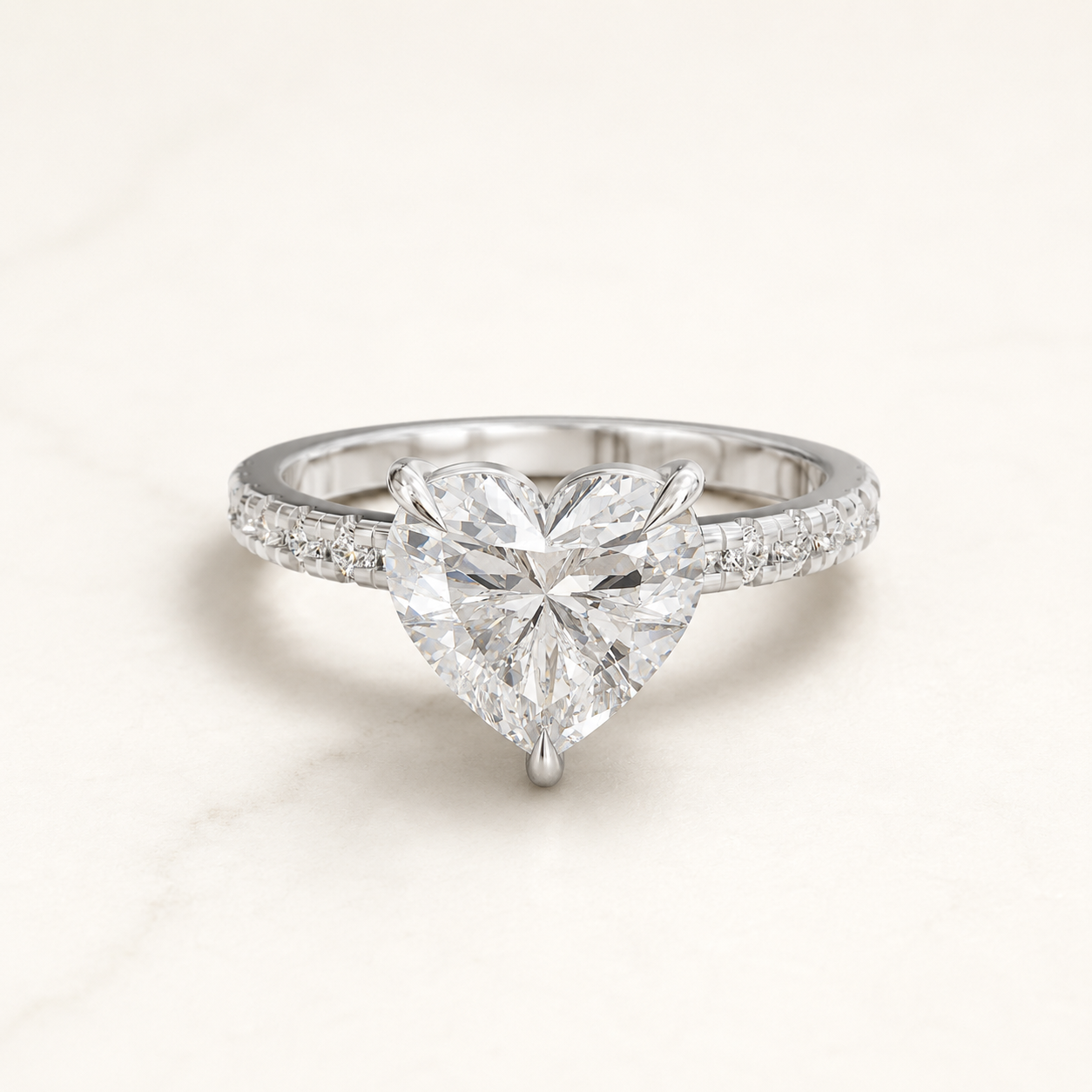 1.50 CT Round Diamond Heart Solitaire Ring in Yellow Gold, White Gold & Rose Gold