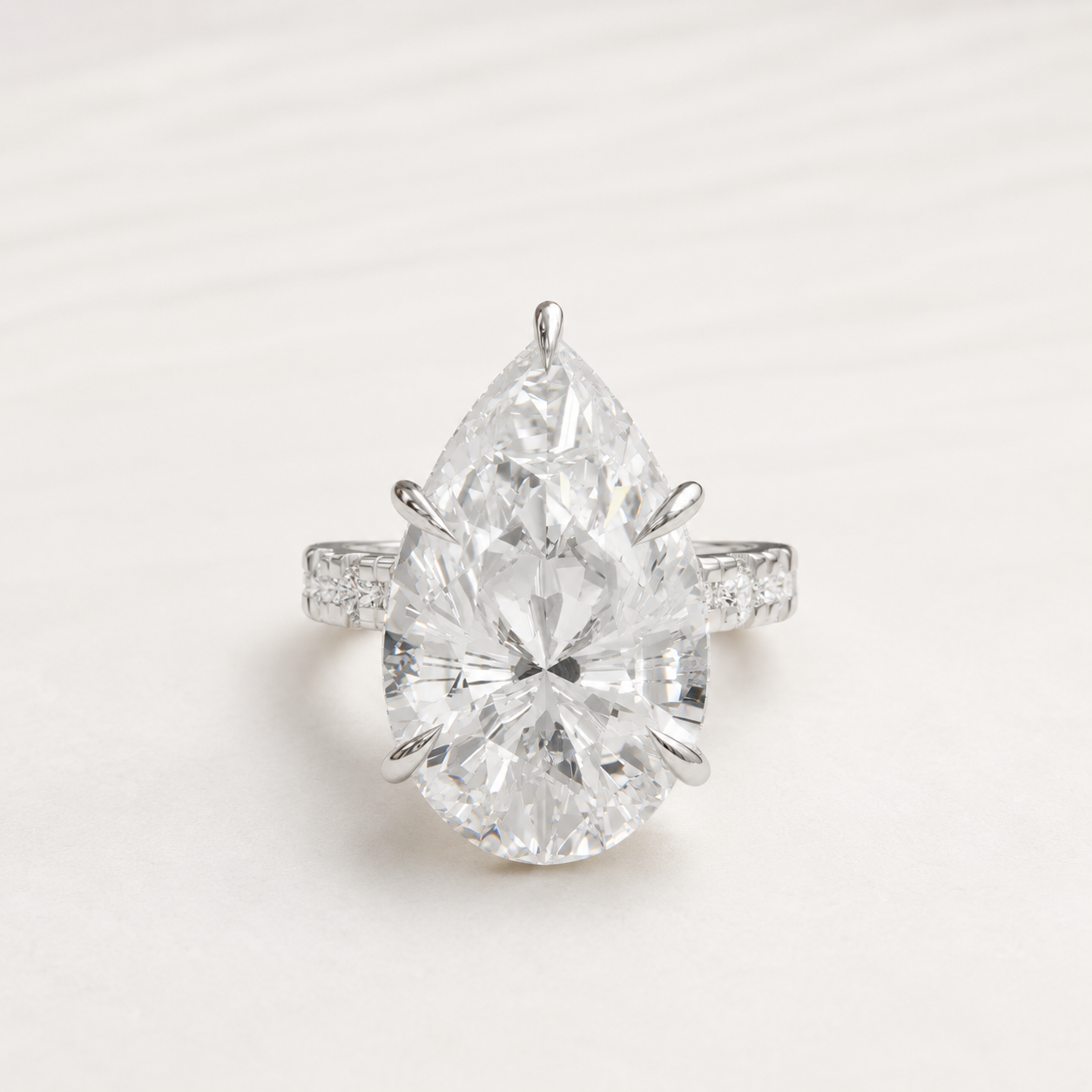 10.50 CT Pear Shape Diamond Engagement Ring in Yellow Gold, White Gold & Rose Gold