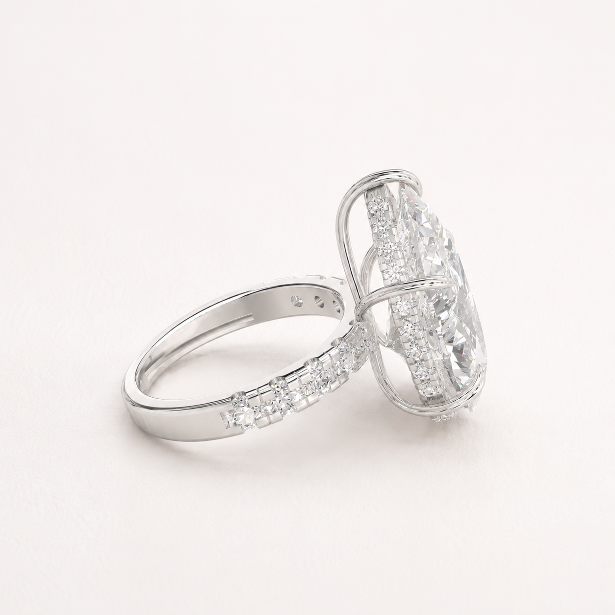 10.50 CT Pear Shape Diamond Engagement Ring in Yellow Gold, White Gold & Rose Gold - view 2