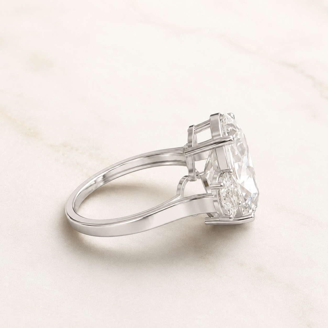 5.50 CT Oval Diamond Three Stone Ring in Yellow Gold, White Gold & Rose Gold - view 2