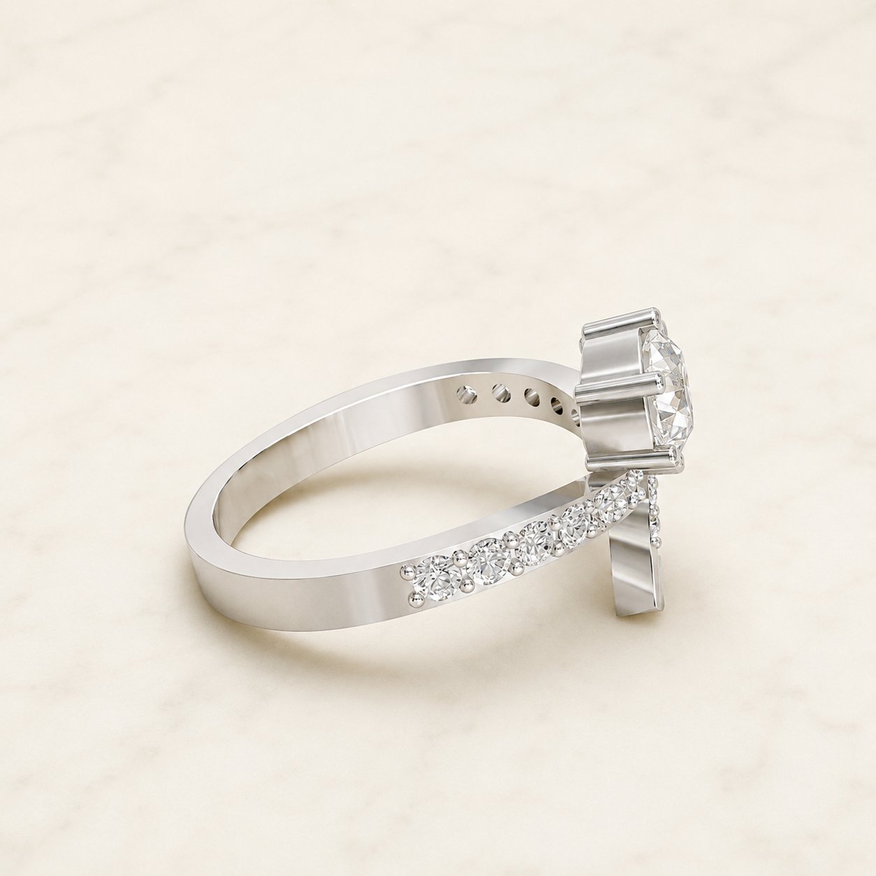 0.81 CT Round Cut Diamond Ring in Yellow Gold, White Gold & Rose Gold - view 2