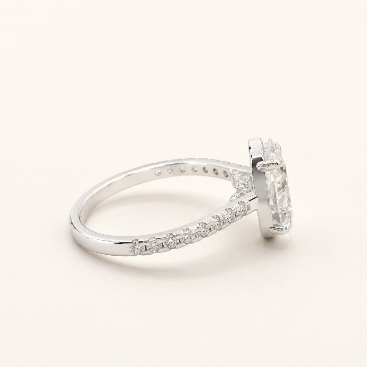 2.55 CT Pear & Round Lab Diamond Ring in Yellow Gold, White Gold & Rose Gold - view 2